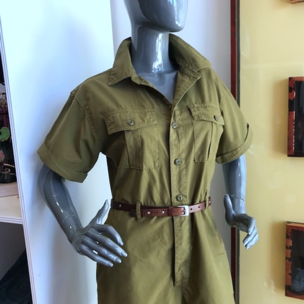 ALEX MILL "Safari" Short Jumpsuit in. Olive Gold EUC/sz M - Picture 13 of 16